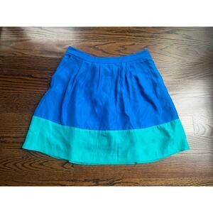 J. Crew colorblock full skirt blue turquoise sz. 4 dopamine